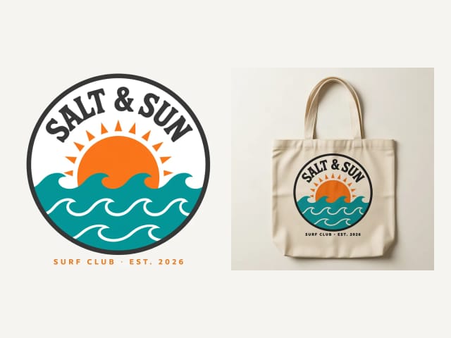 The sample design as a transparent PNG next to the tote bag mockup made from it